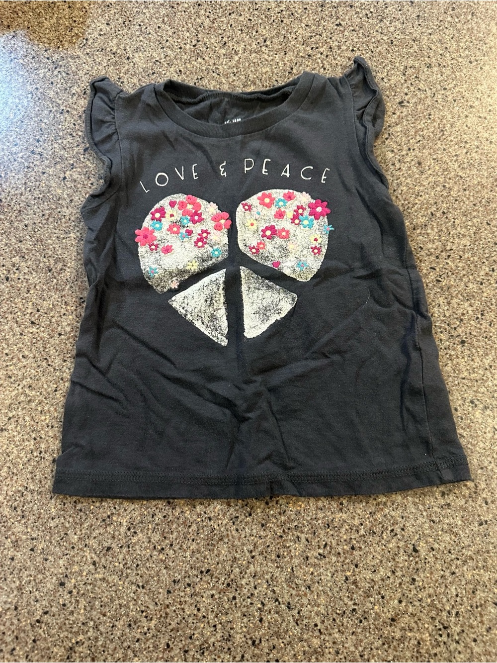 OshKosh B'gosh Black Girls 'Love & Peace' Floral Heart Tank
